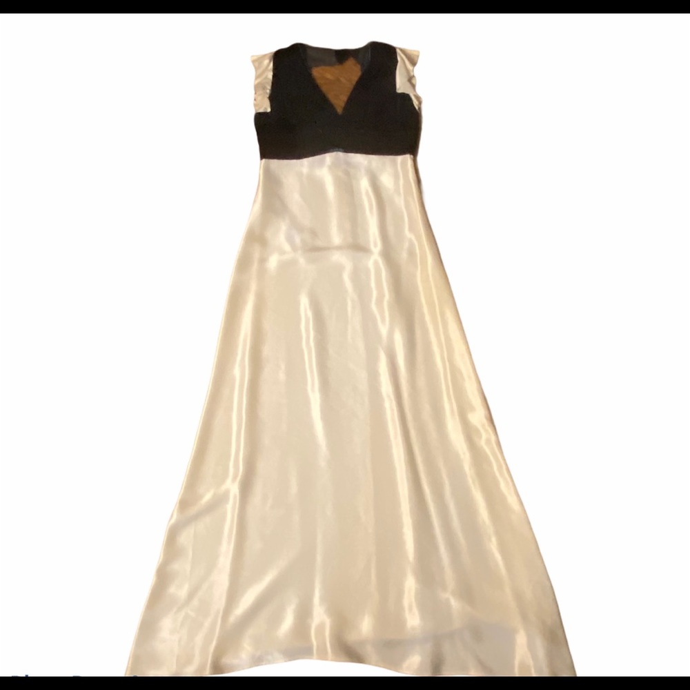 1950’s Vintage Elegant Green Velvet & Satin Formal Gown With Cutout Back, Medium - Picture 3 of 15